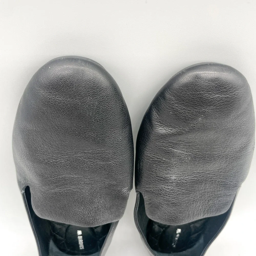 Birdies Womens 8.5 The Starling Smoking Slipper Loafers Black Leather Preppy